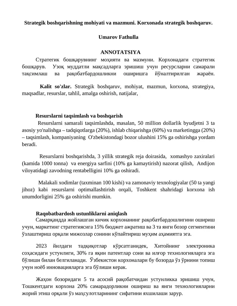 Strategik boshqaruv