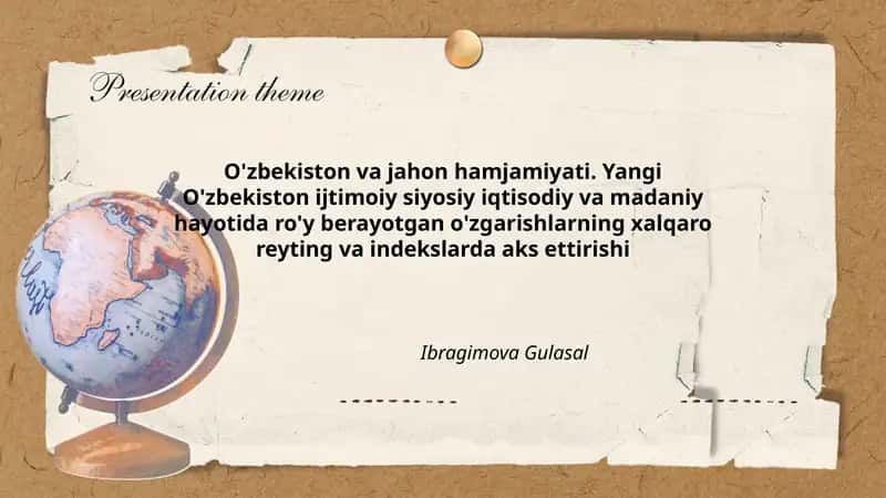 O'zbekiston va jahon hamjamiyati