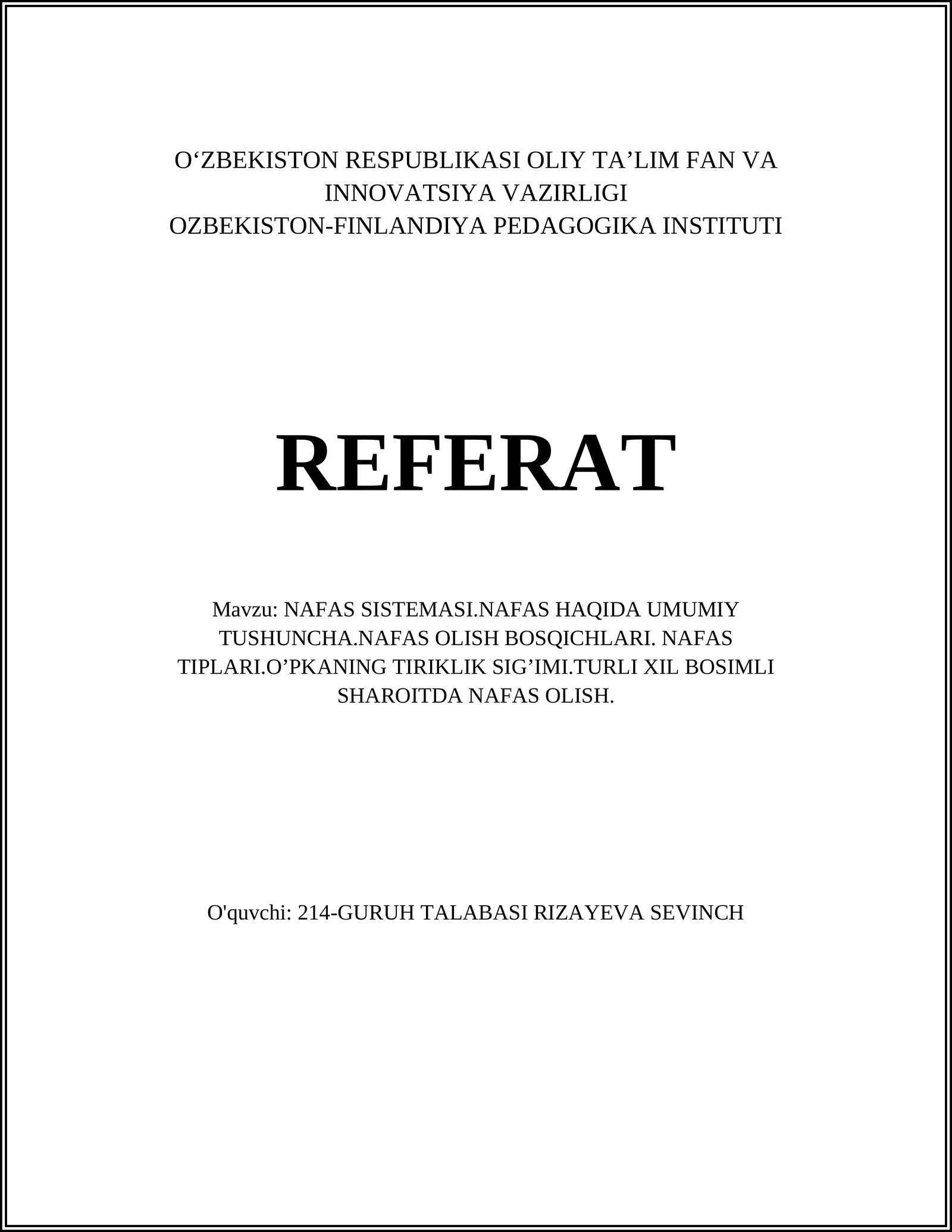 NAFAS SISTEMASI