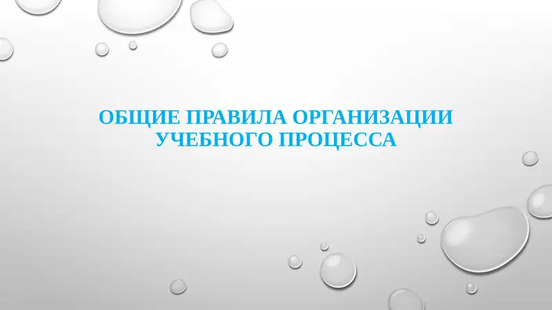 Общие правила организации учебного процесса
