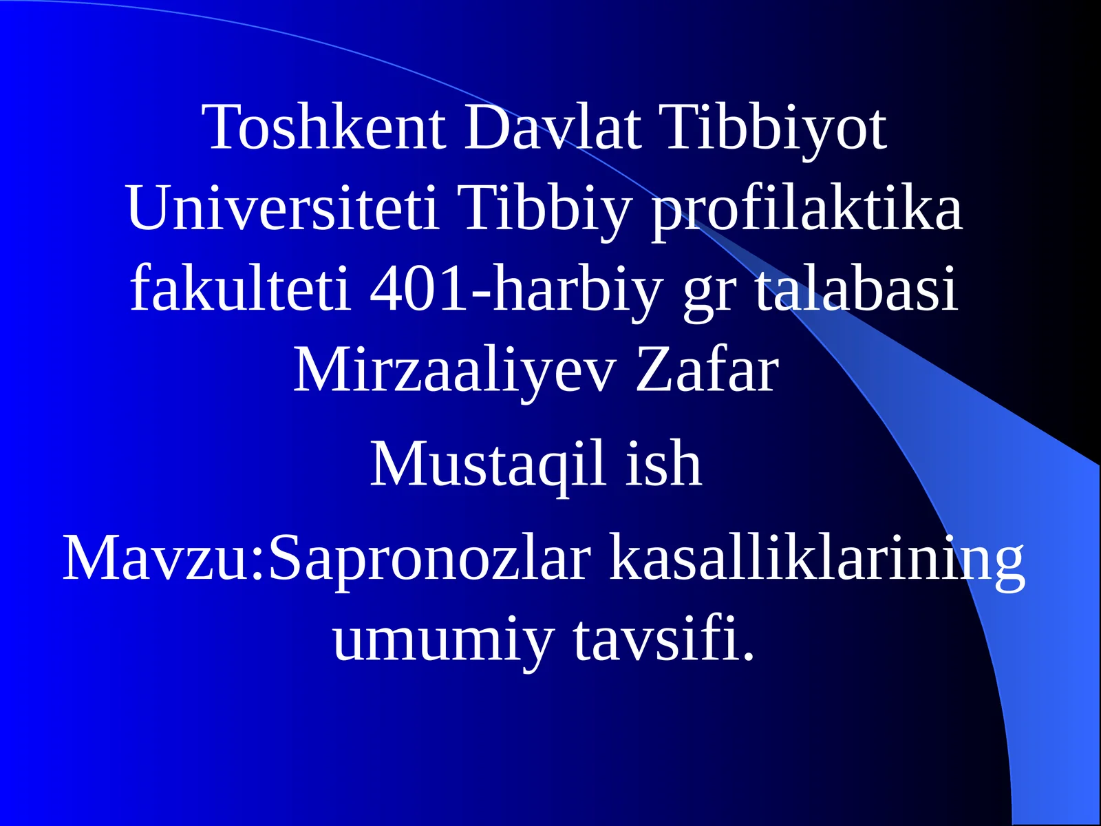 Sapronozlar kasalliklarining umumiy tavsifi