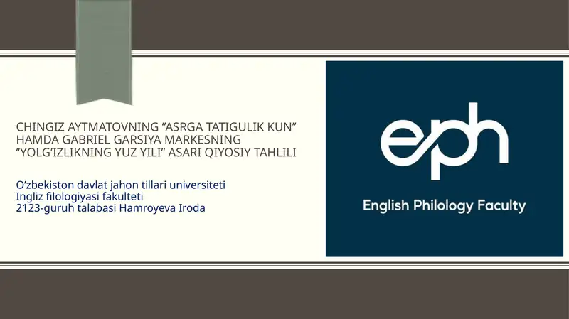 Asrgatatigulikkun va Yolg'izlikning yuzyili asarlarining qiyosiy tahlili