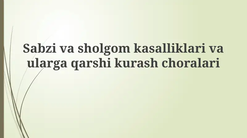 Sabzavot va turnip kasalliklarining umumiy ko'rinishi