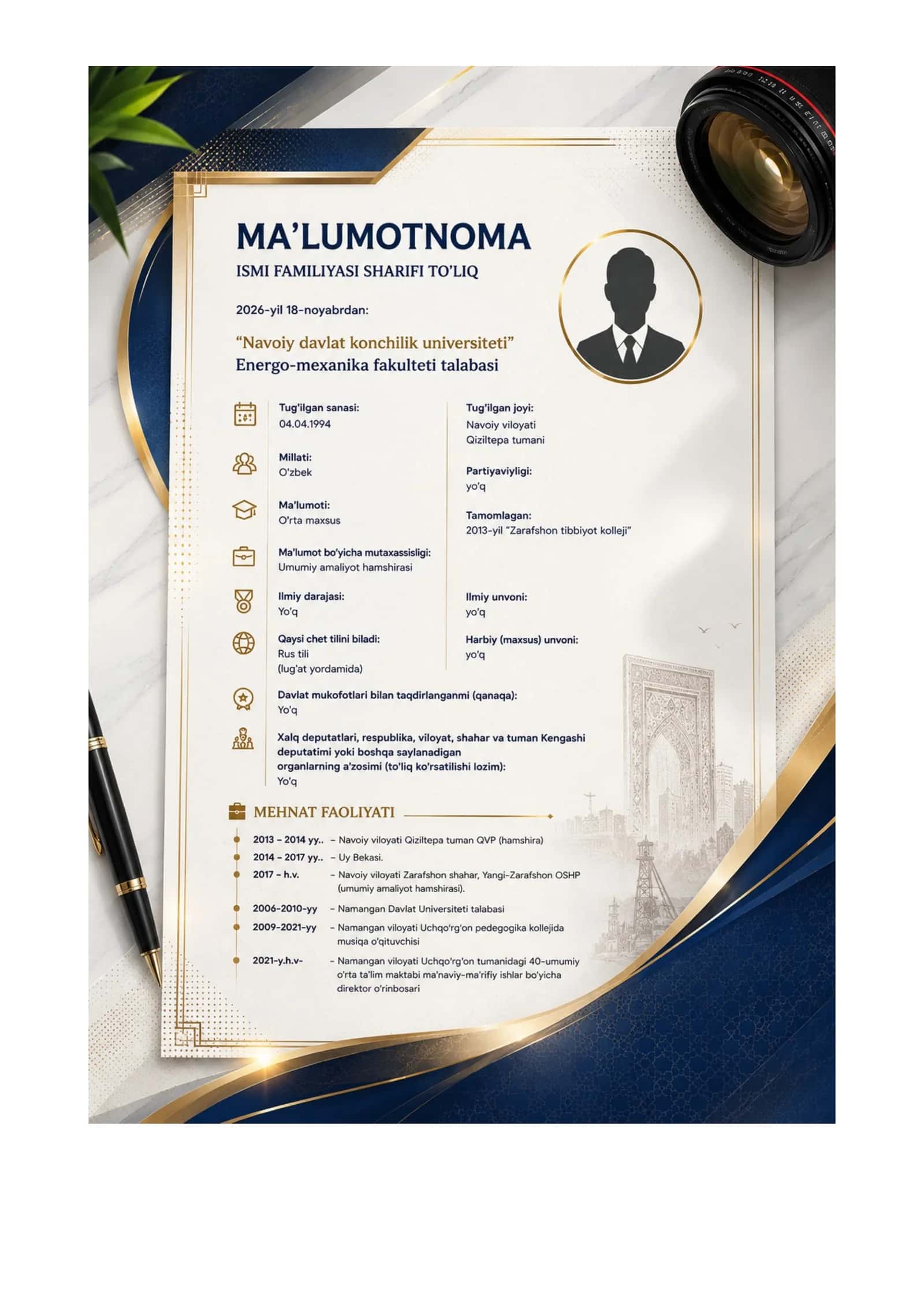 Obektivka-Ma'lumotnoma. Talabalar uchun