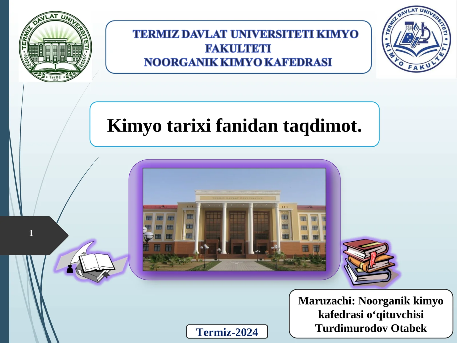 Kimyo tarixi fanidan taqdimot