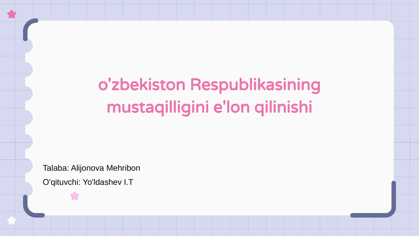 O'zbekiston Mustaqilligi E'lon Qilindi