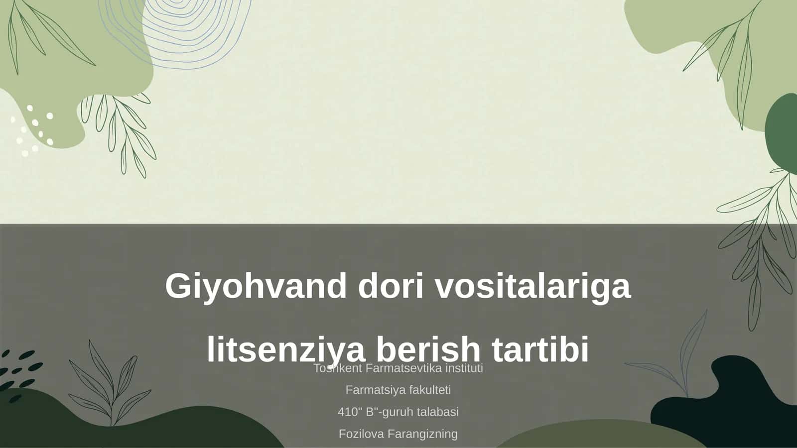Giyohvand dori vositalariga litsenziya berish tartibi