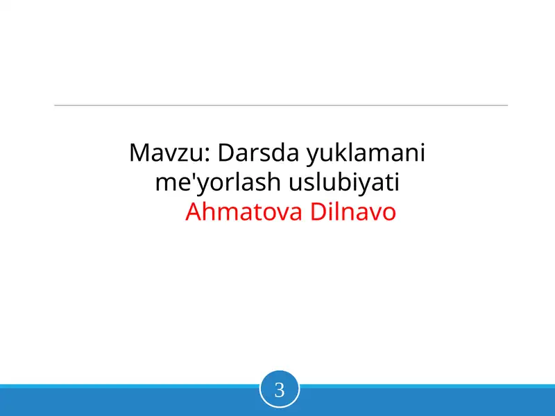 Darsda yuklamani me'yorlash uslubiyati