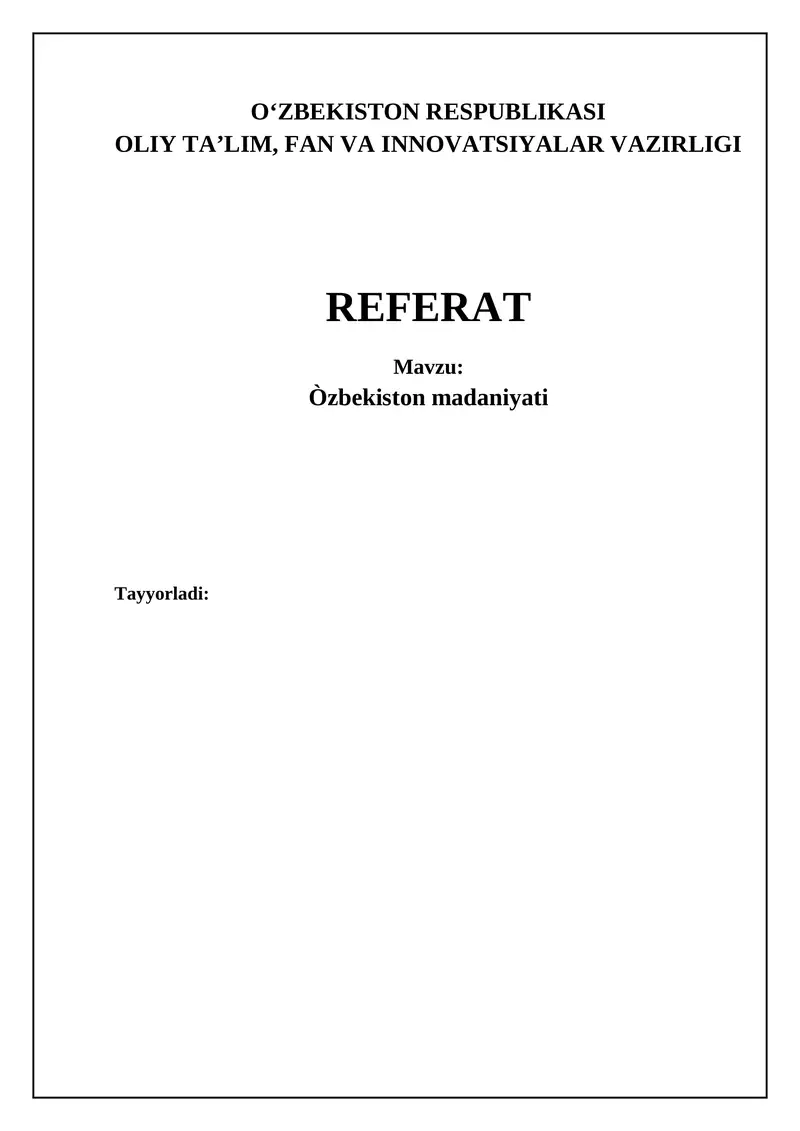 O'zbekiston madaniyati