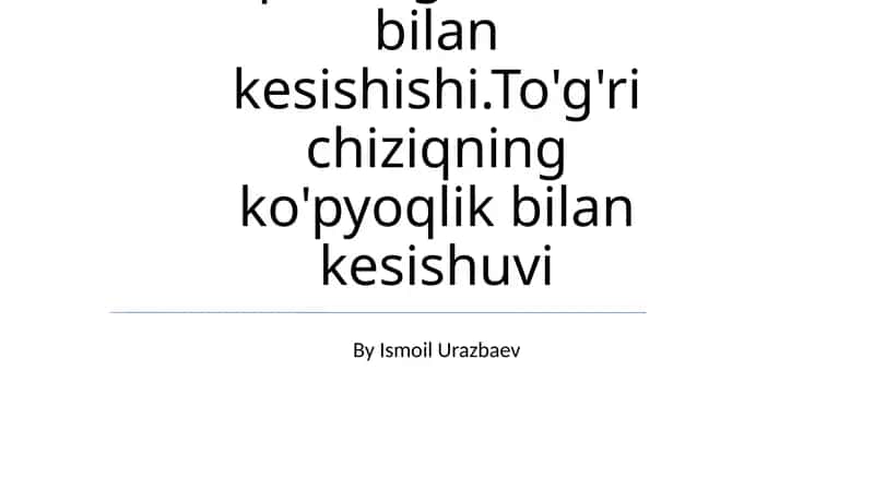 Ko'pyoqliklar va tekislikning kesishishi