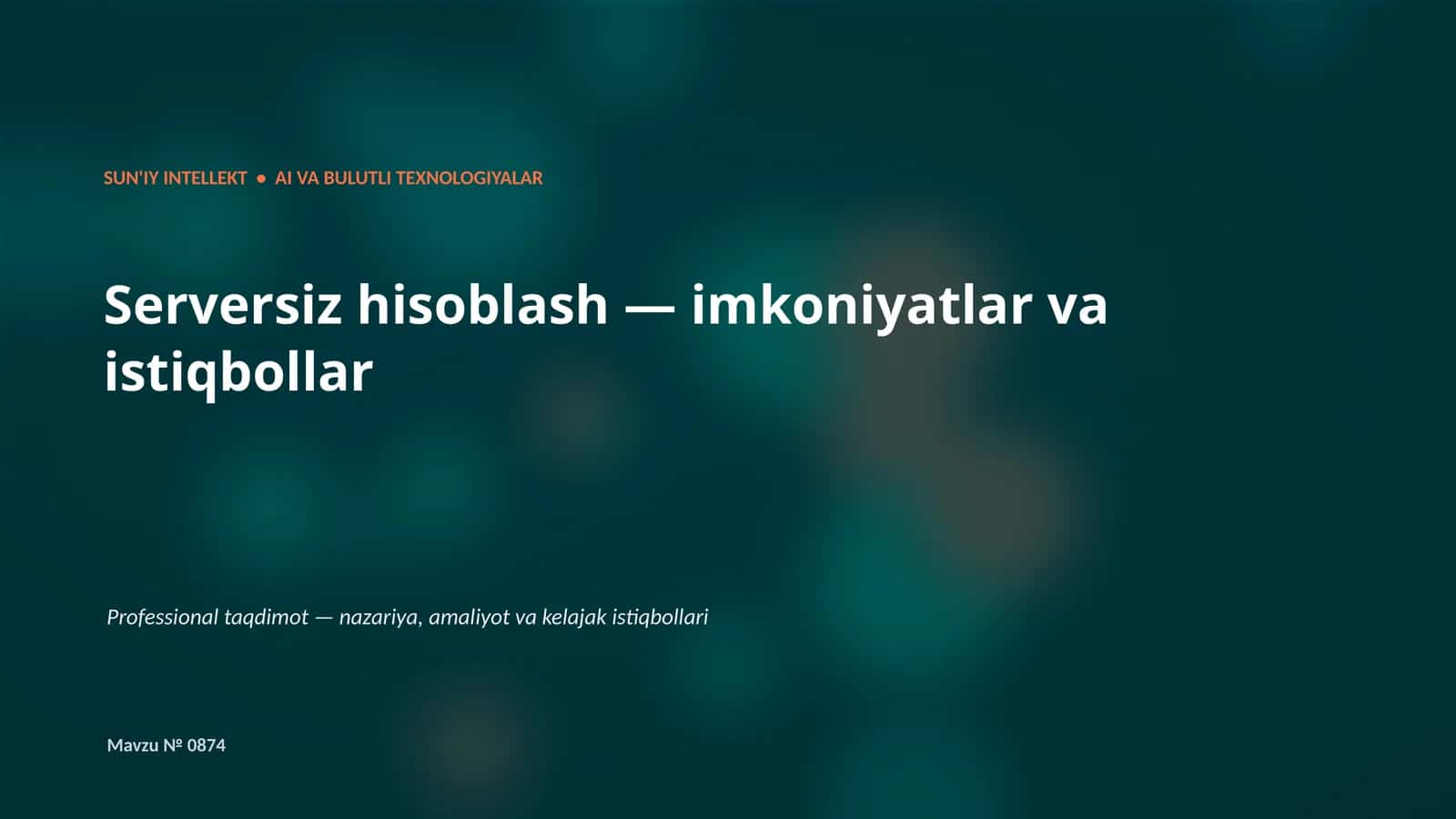 Bulutli AI va Serversiz Hisoblash