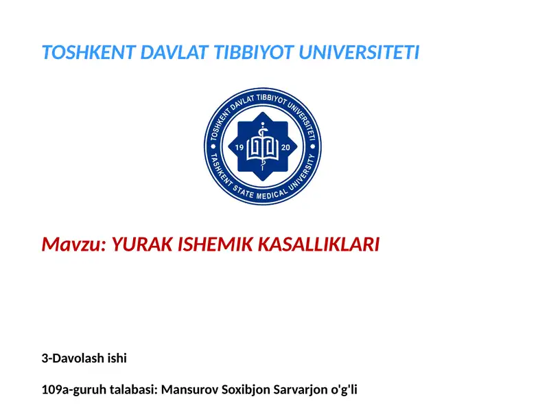 YURAK ISHEMIK KASALLIKLARI