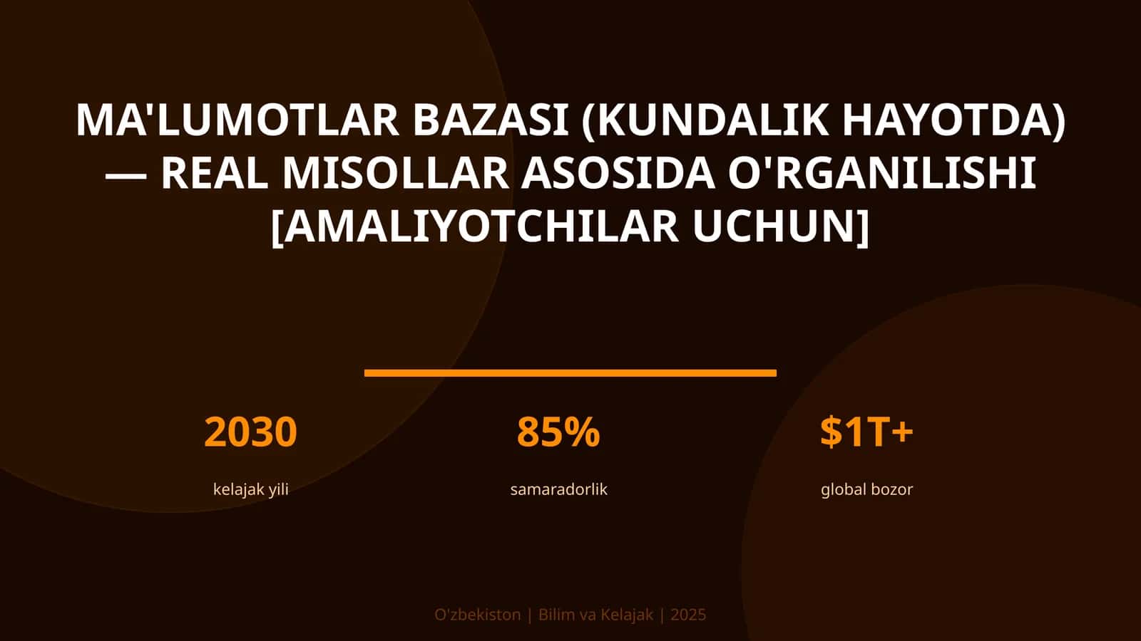 Ma'lumotlar bazasi (kundalik hayotda) — real misollar asosida o'rganilishi [amaliyotchilar uchun]