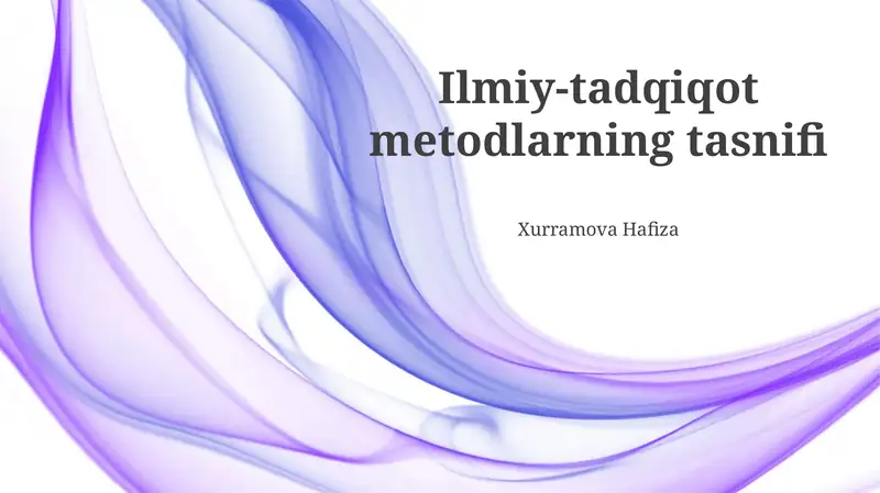 Ilmiy-tadqiqot metodlarning tasnifi