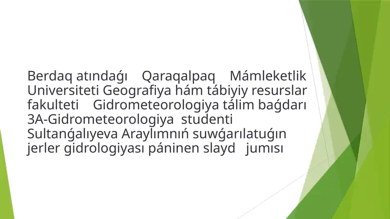 Gidrometeorologiya tálim baǵdarı 3A-Gidrometeorologiya studentiSultanǵalıyeva Aray