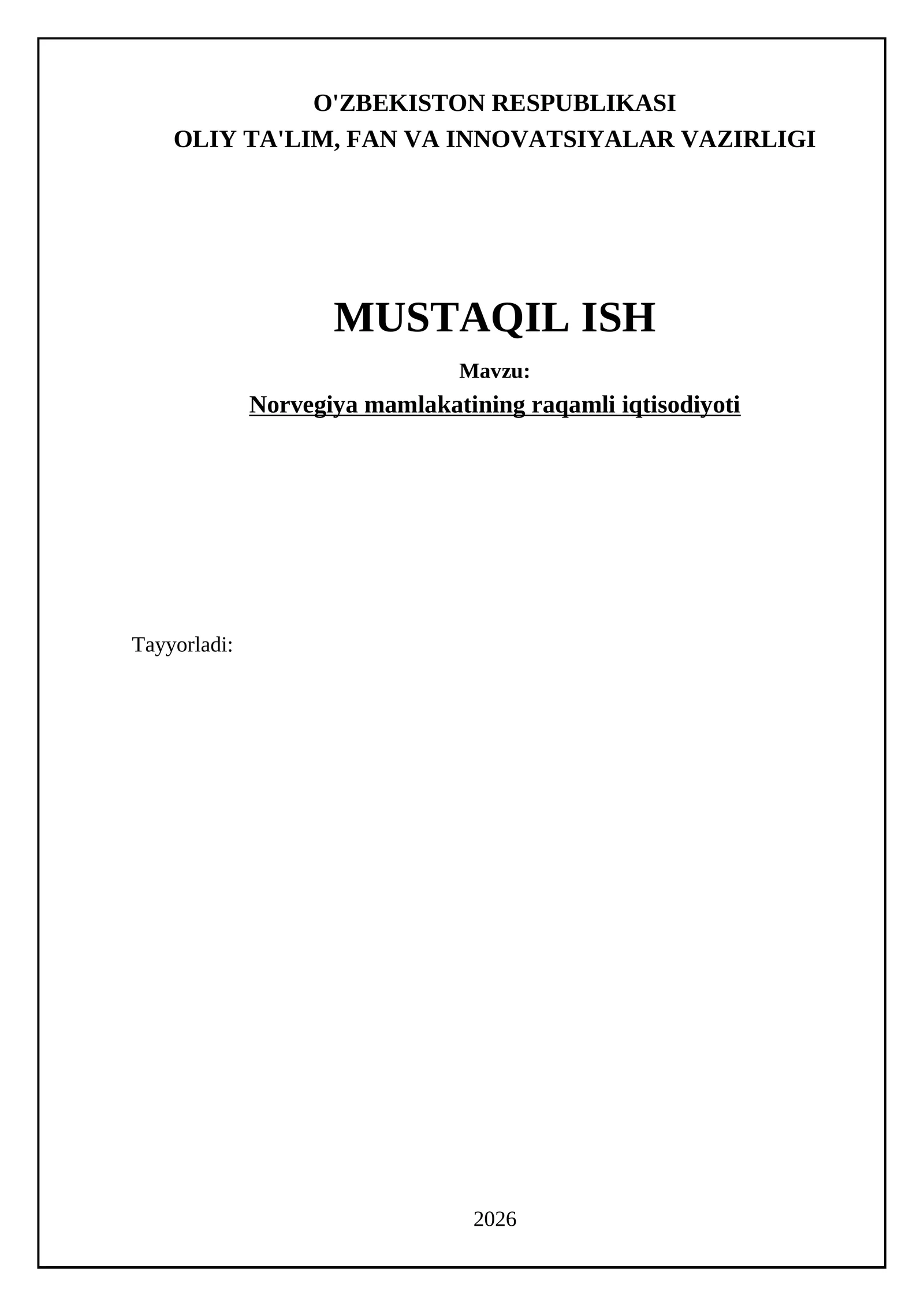 Norvegiya mamlakatining raqamli iqtisodiyoti