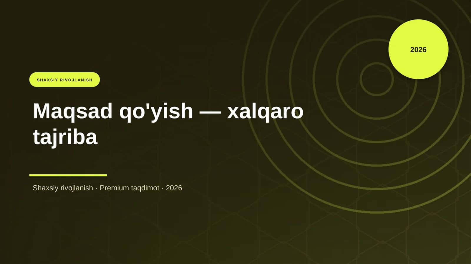Maqsad qo'yish — xalqaro tajriba