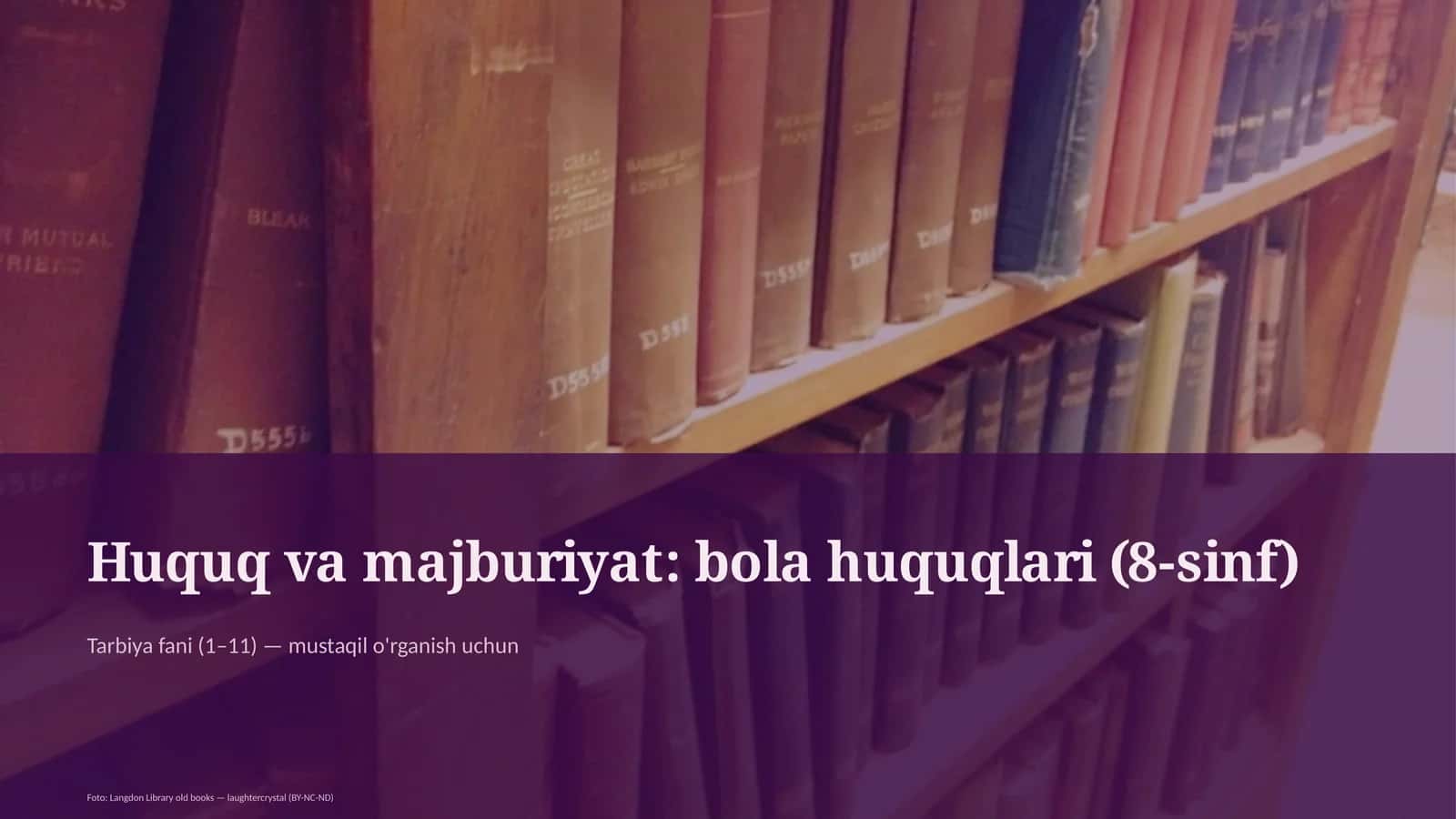 Huquq va majburiyat: bola huquqlari (8-sinf)