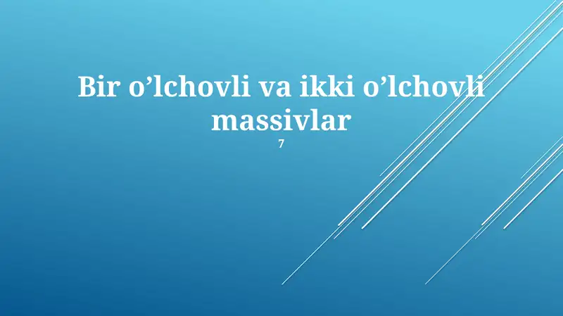 Ikki O'lchovli Massivlar: Asoslari