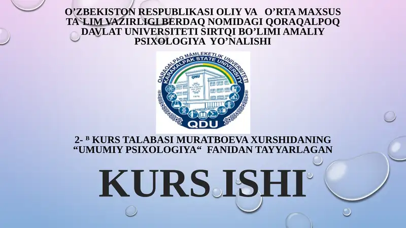 Umumiy Psixologiya Kurs Ishi