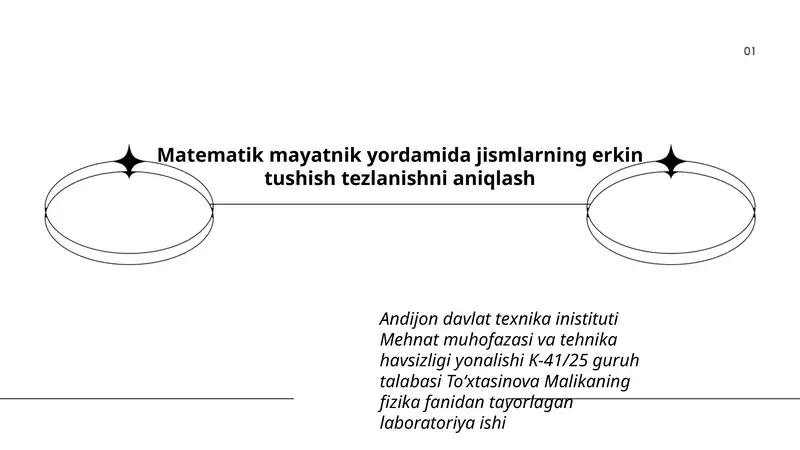 Matematik mayatnik yordamida jismlarning erkin tushish tezlanishni aniqlash
