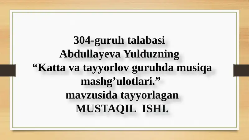 Kattavatayyorlov guruhda musiqa mashg'ulotlari