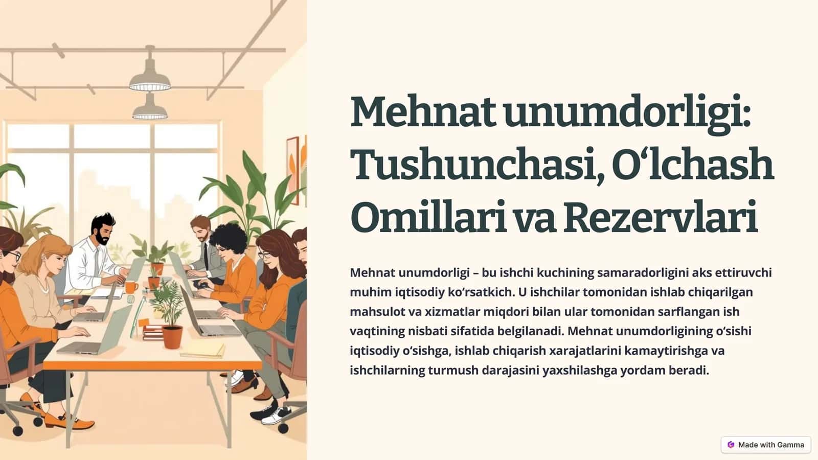 Mehnat unumdorligi: Tushunchasi, O‘lchash Omillari va Rezervlari