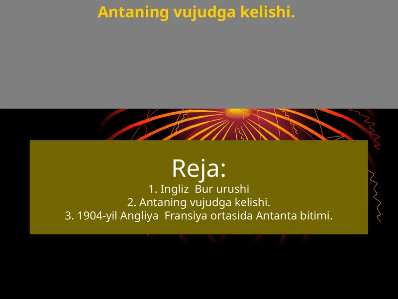 Antaning vujudga kelishi.