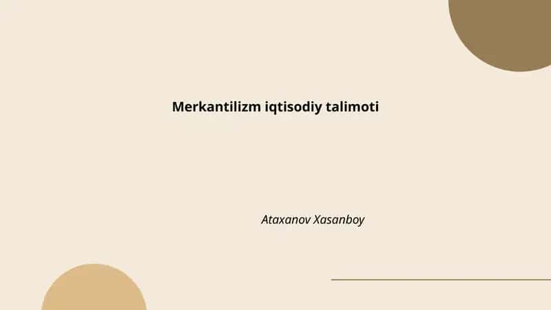 Merkantilizm iqtisodiy talimoti