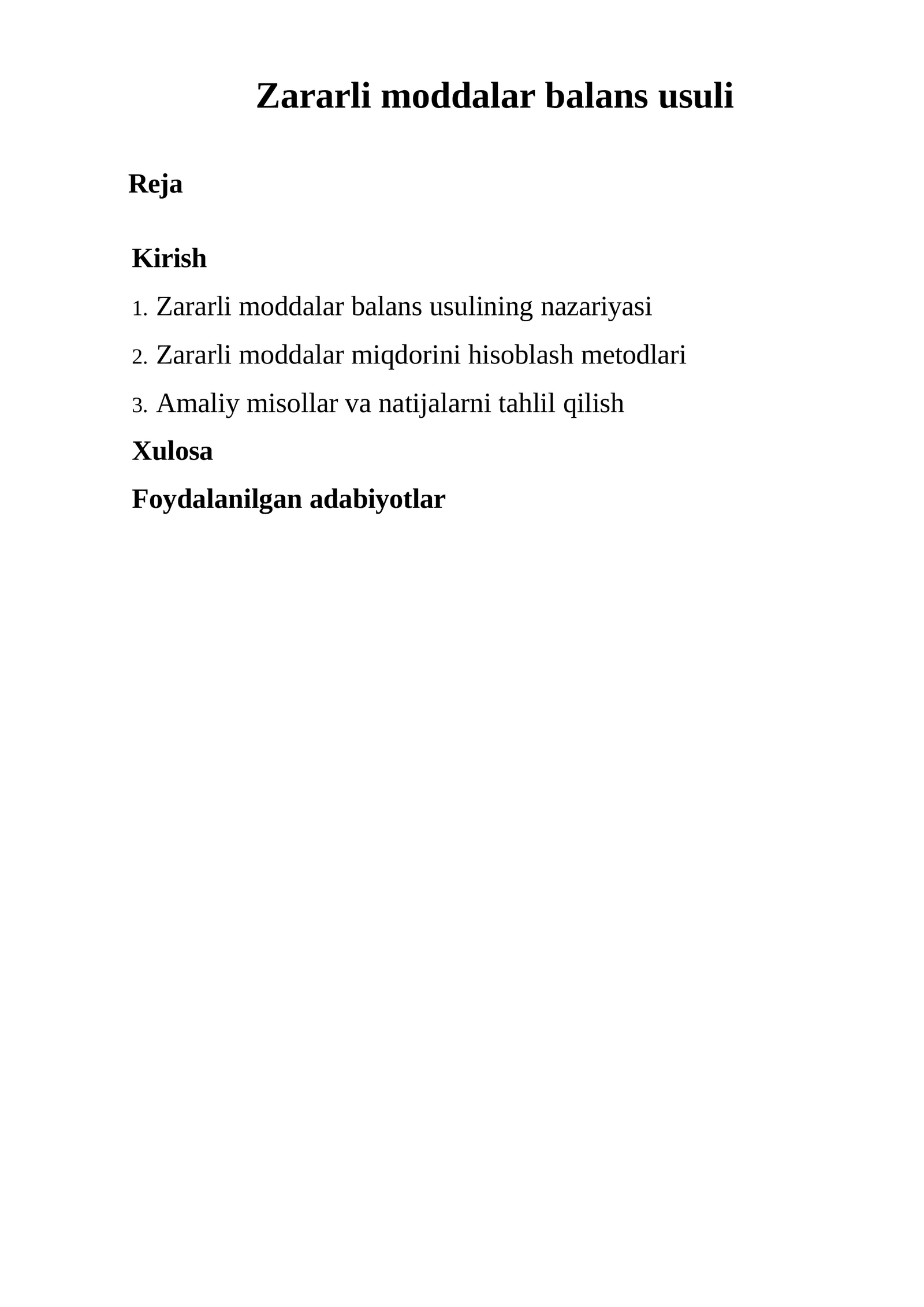 Zararli moddalar balans usuli
