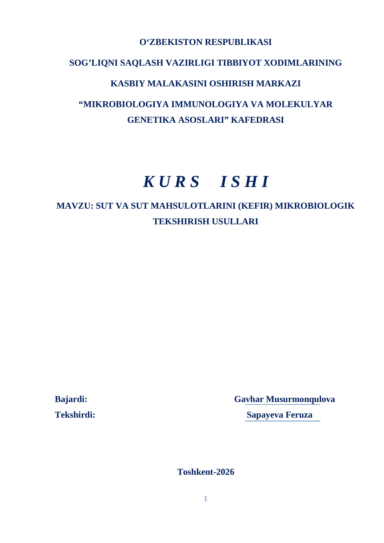 Sut va sut mahsulotlarini mikrobiologik tekshirish usullari