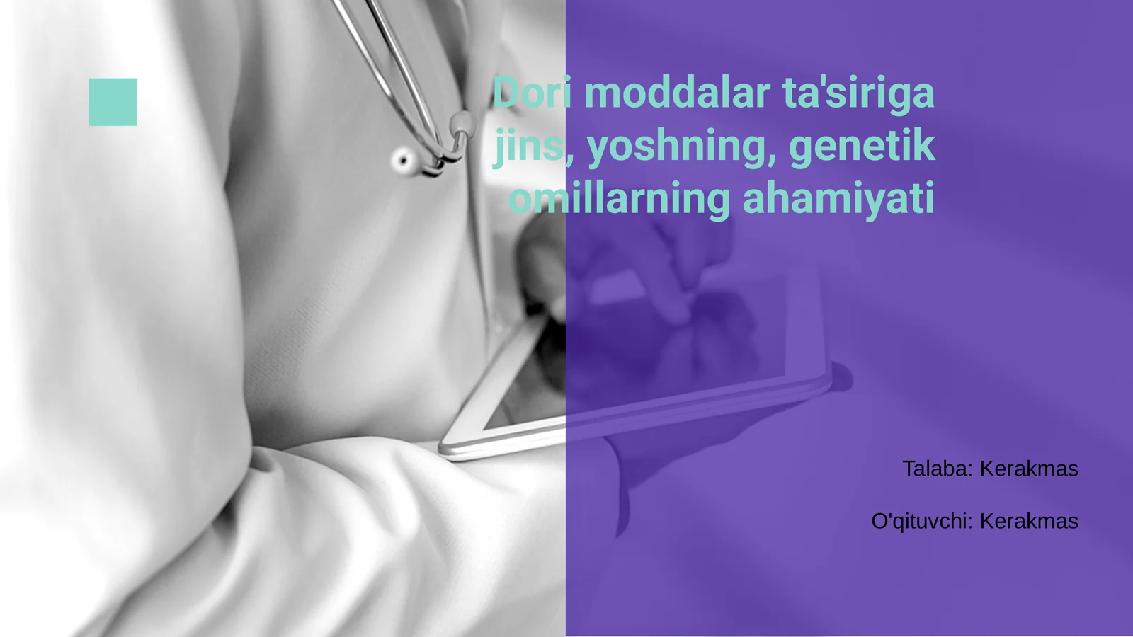 Dori moddalar ta'siriga jins, yoshning, genetik omillarning ahamiyati