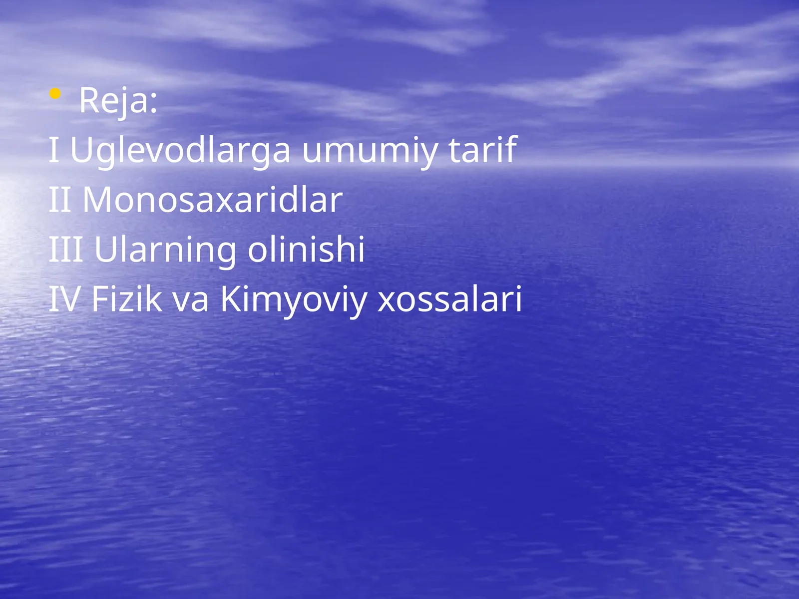 Uglevodlarga umumiy tarif