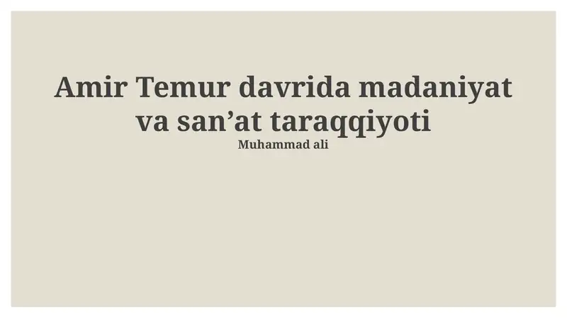 Temuriylar madaniyatining merosi