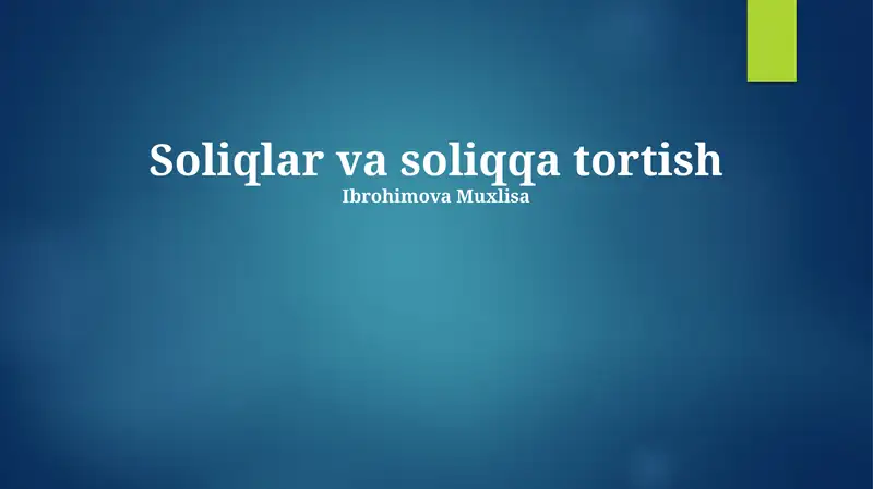 Soliqlar va soliqqa tortish