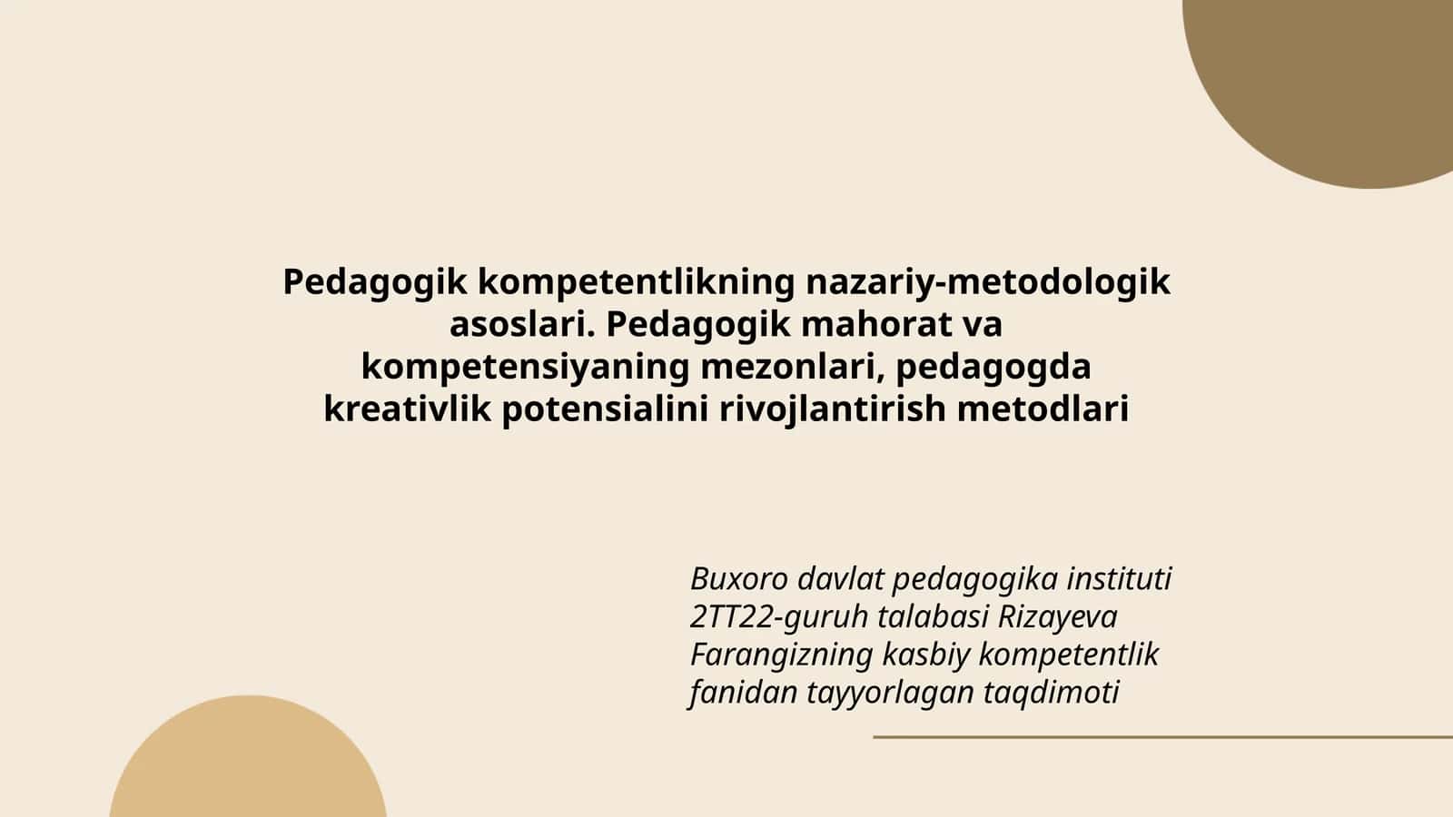 Pedagogik mahorat va kompetensiyaning mezonlari
