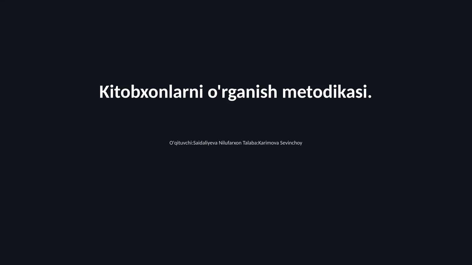 Kitobxonlarni o'rganish metodikasi