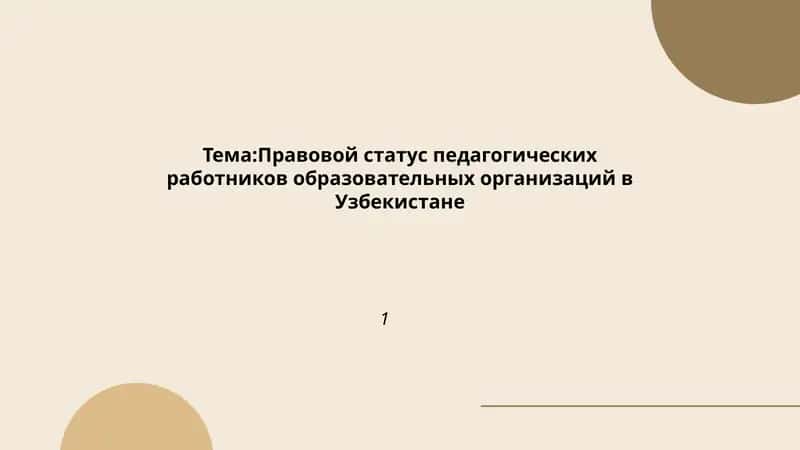 Правовой статус педагогических работников образовательных организаций в Узбекистане