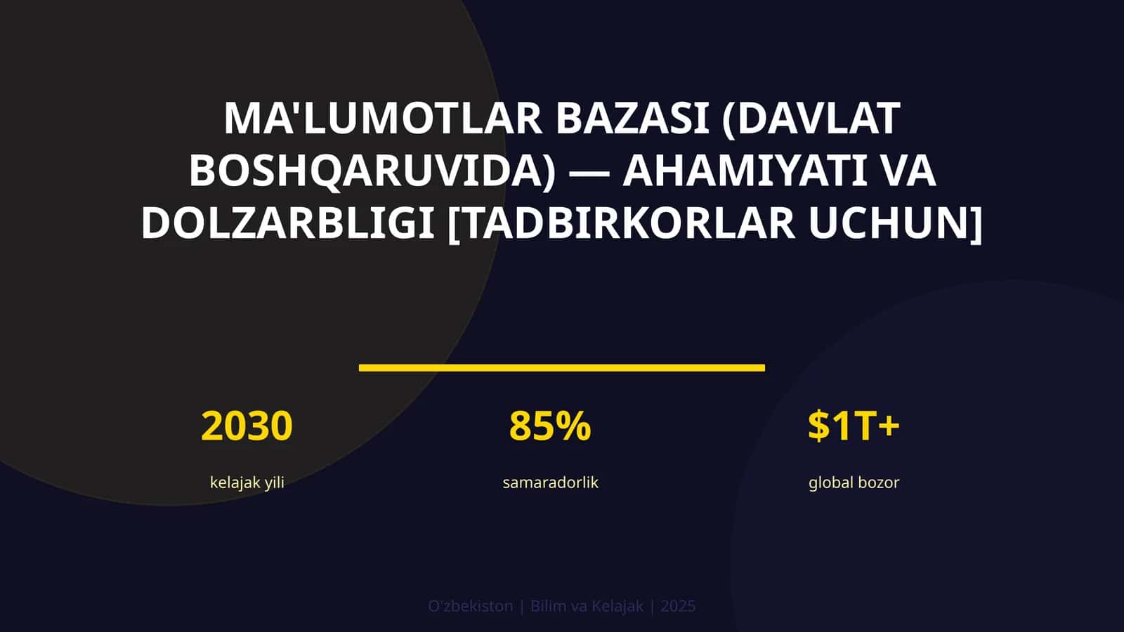 Ma'lumotlar bazasi (davlat boshqaruvida) — ahamiyati va dolzarbligi [tadbirkorlar uchun]