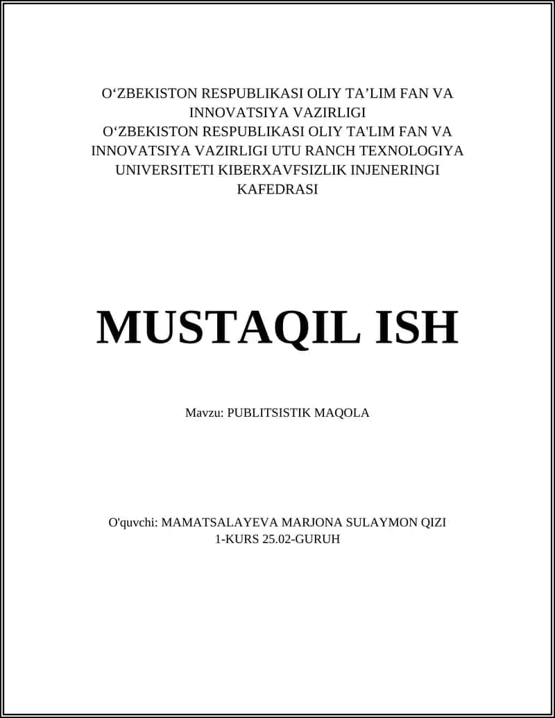PUBLITSISTIK MAQOLA