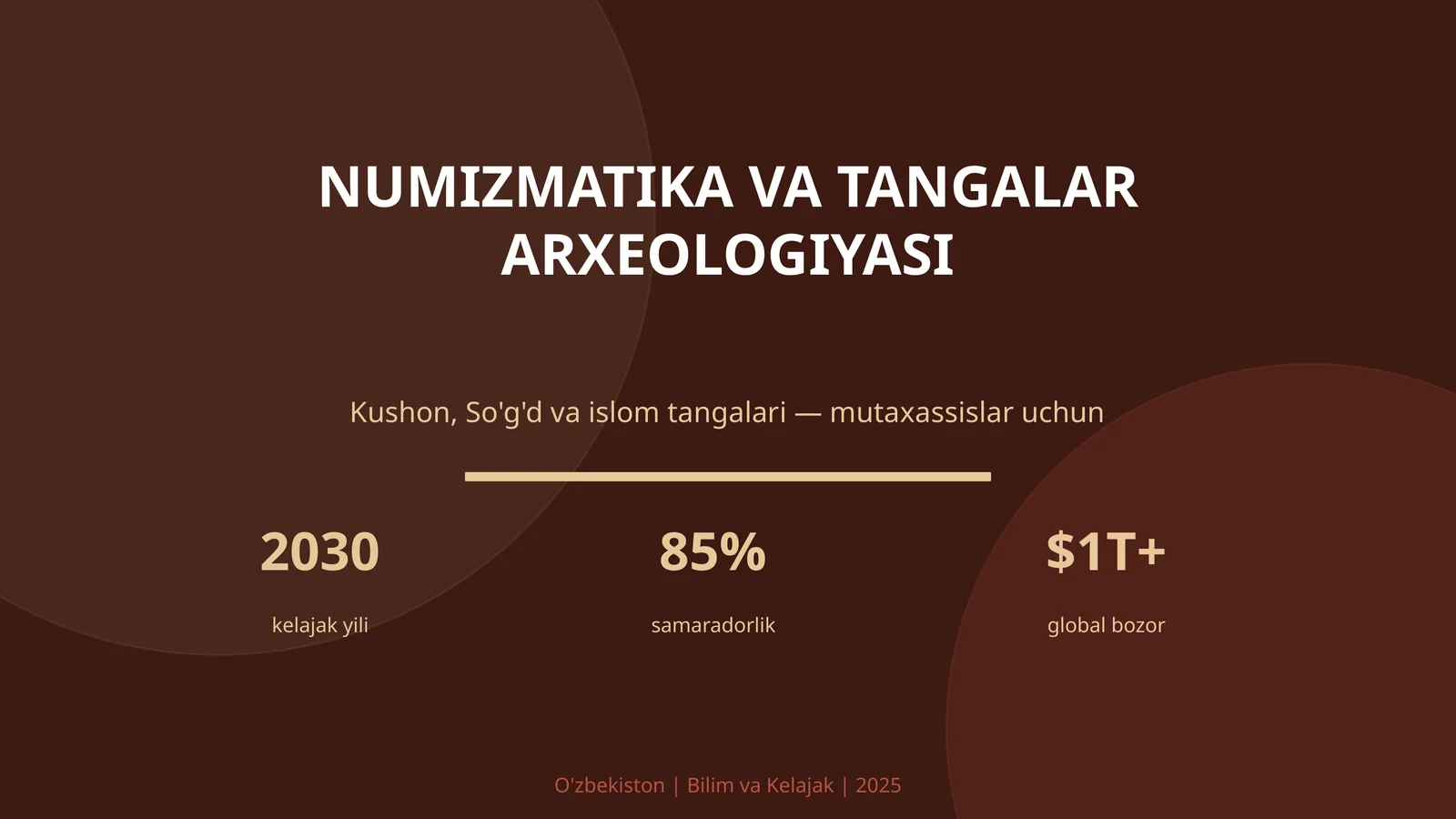 NUMIZMATIKA VA TANGALAR ARXEOLOGIYASI