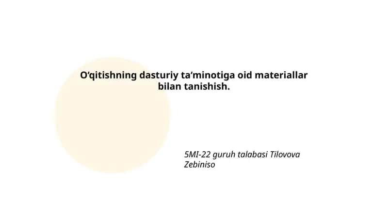 O‘qitishning dasturiy ta‘minoti