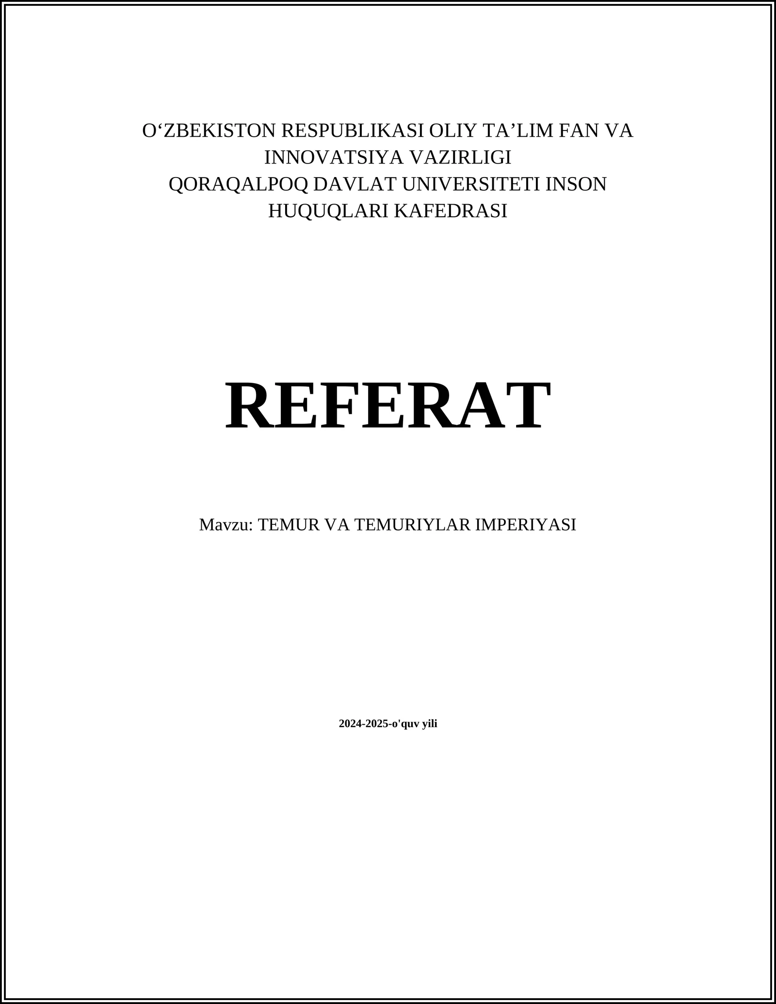 TEMUR VA TEMURIYLAR IMPERIYASI