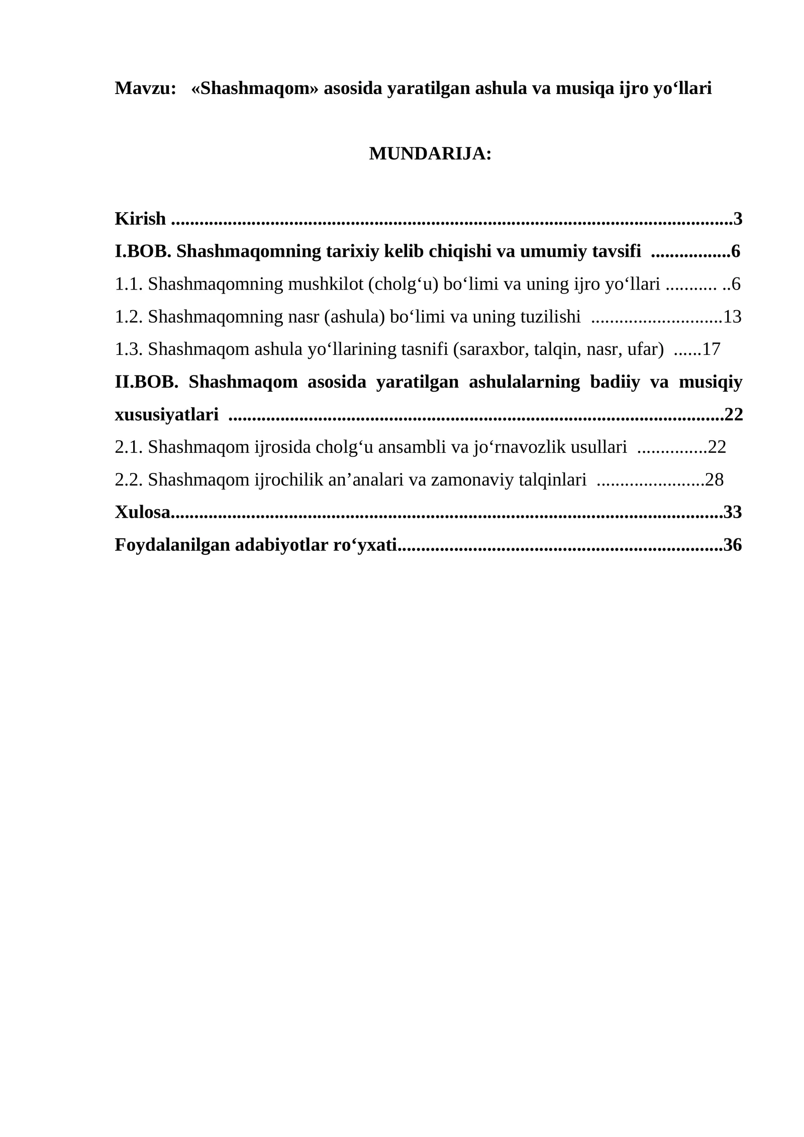 «Shashmaqom» asosida yaratilgan ashula va musiqa ijro yo‘llari