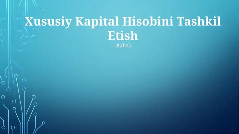 Xususiy Kapital Hisobini Tashkil Etish