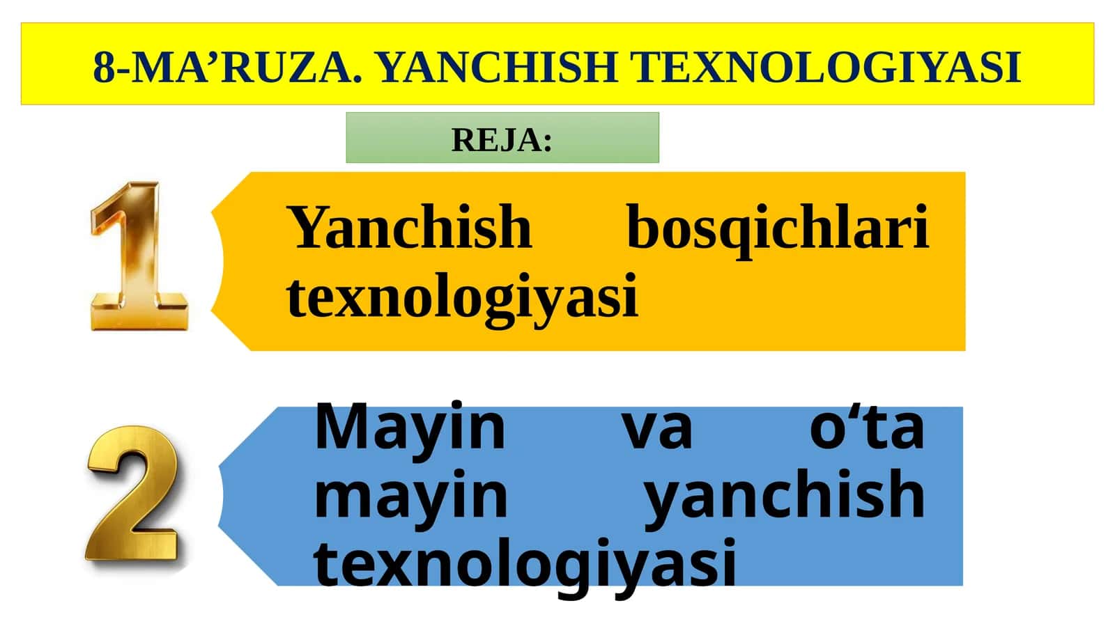 8-MA’RUZA. YANCHISH TEXNOLOGIYASI