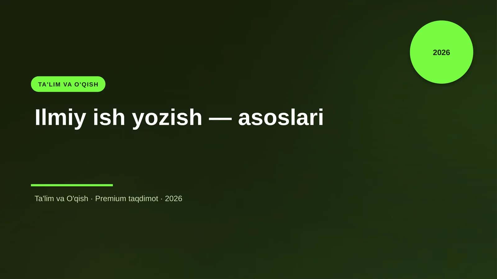 Ilmiy ish yozish — asoslari