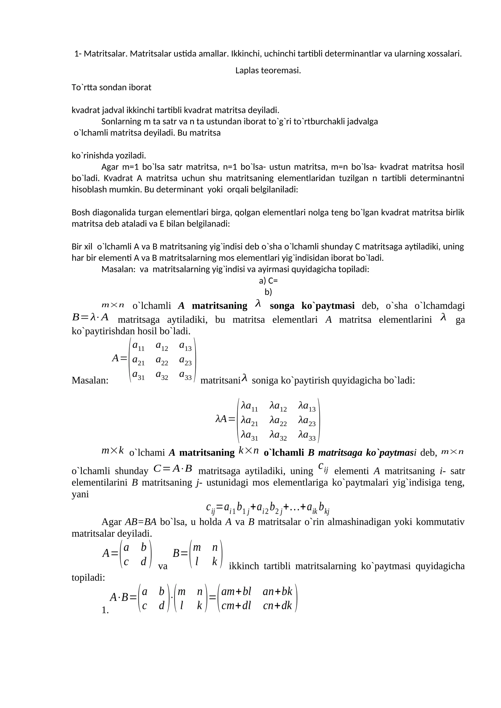 Matritsalar