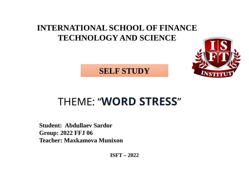 WORD STRESS
