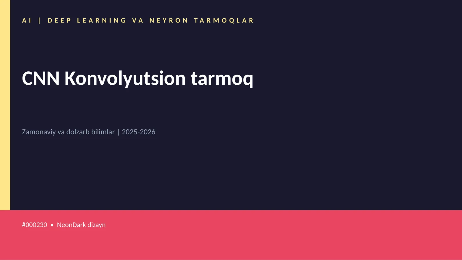 CNN Konvolyutsion tarmoq